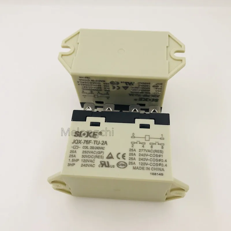 100%Original New Relay JQX-76F-TU-2A 25A 250VAC JQX-76F-TU-2A 380-400VAC 380V-400V 220V JQX76FTU2A 6PIN