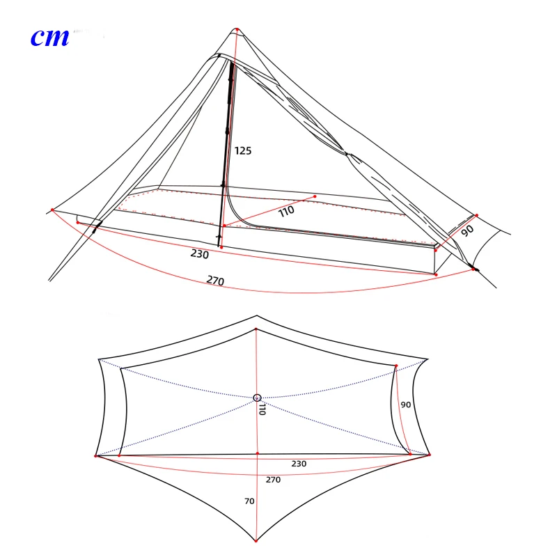 Tente de camping légère pour une personne, 3F LANSHAN 1 Pro, No-See-Um, 3 saisons, 4 saisons, 2021x90x230 cm, 2 côtés, 20d Silnylon, nouvelle