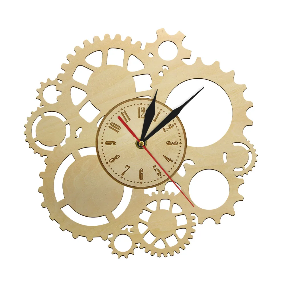 Unique Steampunk And Gear Wall Watch Clock Industrial Vintage Farmhouse Style Wall Art Silent Non-Ticking Home Decorative