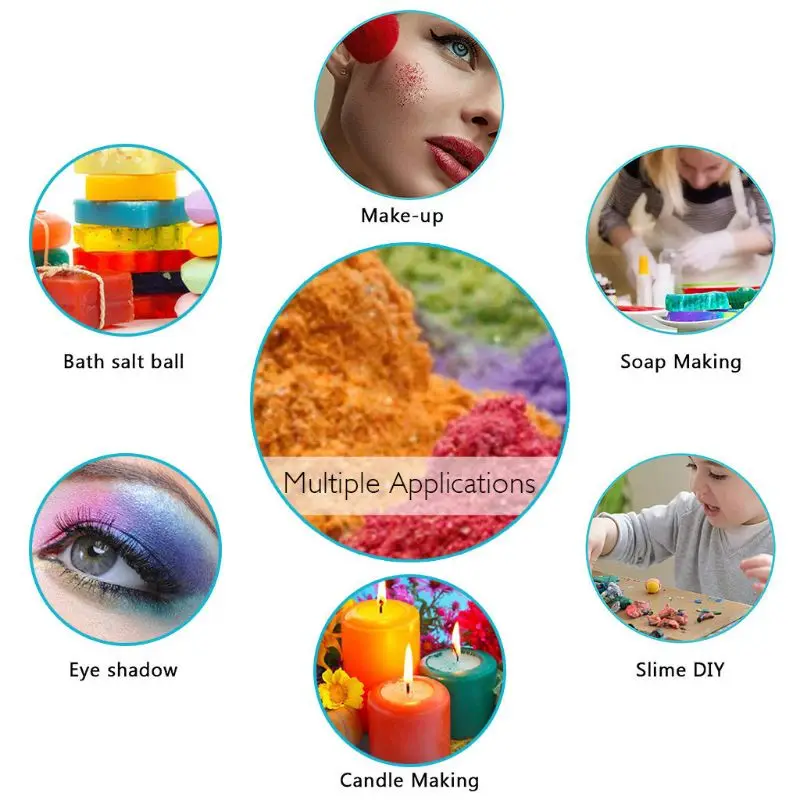 52 لون الميكا مسحوق بيرليسسينت الصباغ الراتنج تلوين حزمة الجلد آمنة DIY بها بنفسك الصابون الايبوكسي الراتنج شمعة مسمار ماكياج الحرفية