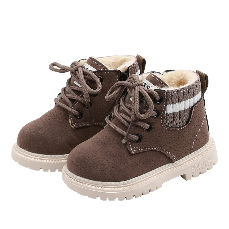 Children Casual Shoes Autumn Winter Snow Boots Boys Shoes Fashion Leather Soft Antislip Girls Boots 21-30 Sport Running Shoes