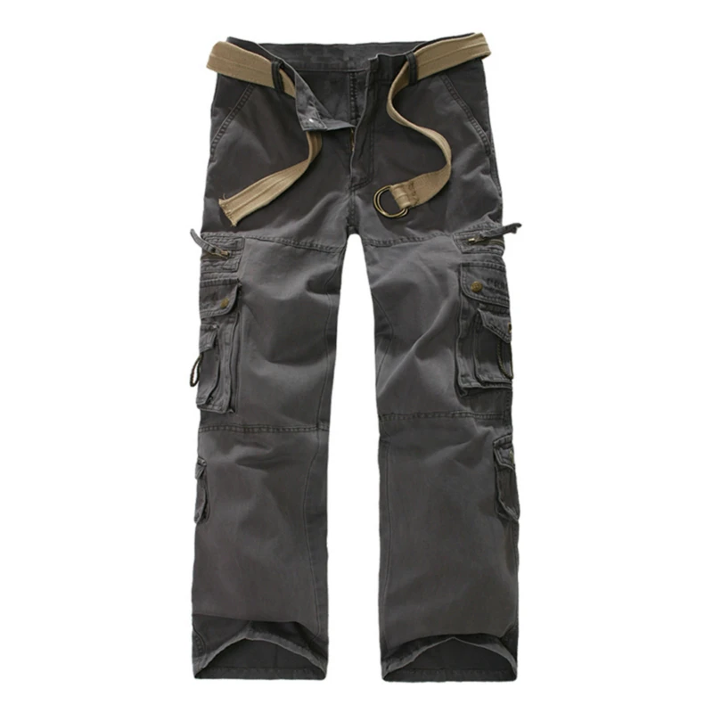 Men\'s Cargo Pants Multi Pocket Overalls Casual Pants Tactical Commandos Styles Loose Full Length Male Casual Trousers Plus Size