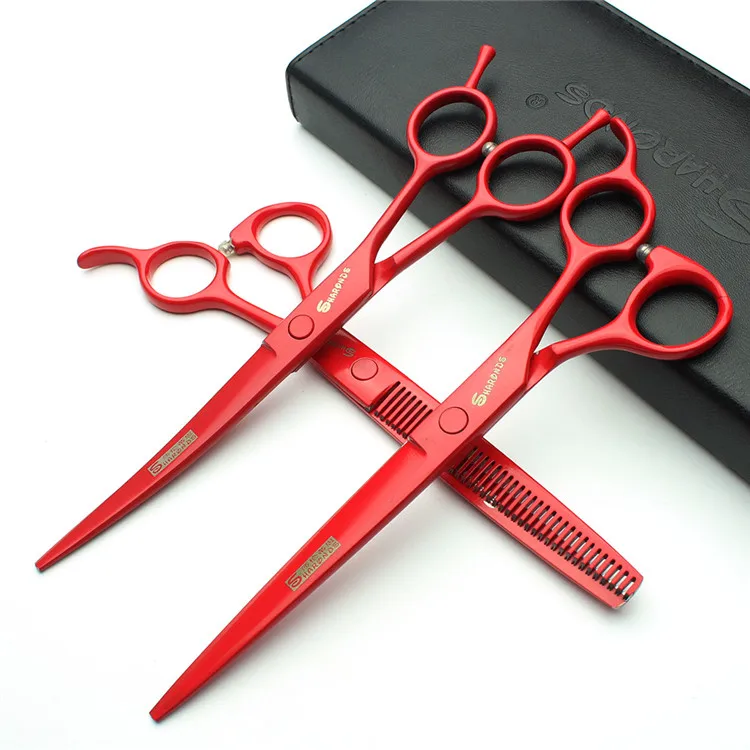 7/7.5 Inch Japan 440C Black Hair Scissors Barber Shop Scissors Set Professional Hairdresser Cutting Tools Scissors Set Haircuts