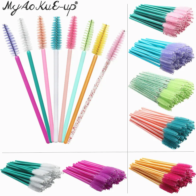 50 stücke Wimpern Pinsel Augenbraue Microbrush Für Mascara Zauberstab Weichen Kopf Wimpern Kosmetik Applikator Lash Verlängerung Make-Up Pinsel – Detail 1
