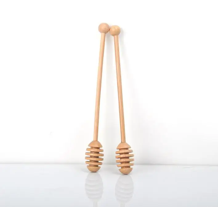 

100pcs Wooden Honey Spoon Server Long Handled Wood Honey Dipper Stick Teaspoon Coffee Mixing Spoon Kitchen Party Tea Accessories