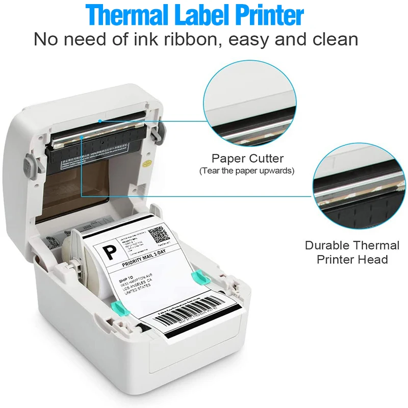 XP-420 4 Inch Thermal Shipping Label Printer 25-115mm Barcode Sticker Print Machine with Usb Bluetooth Paper Room  Windows Mac