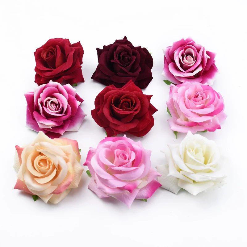 5 Pieces Flannel Rose Artificial Flowers Home Decoration Accessories Wedding Decoration Candy Box Brooch Girl Festival Vases Diy
