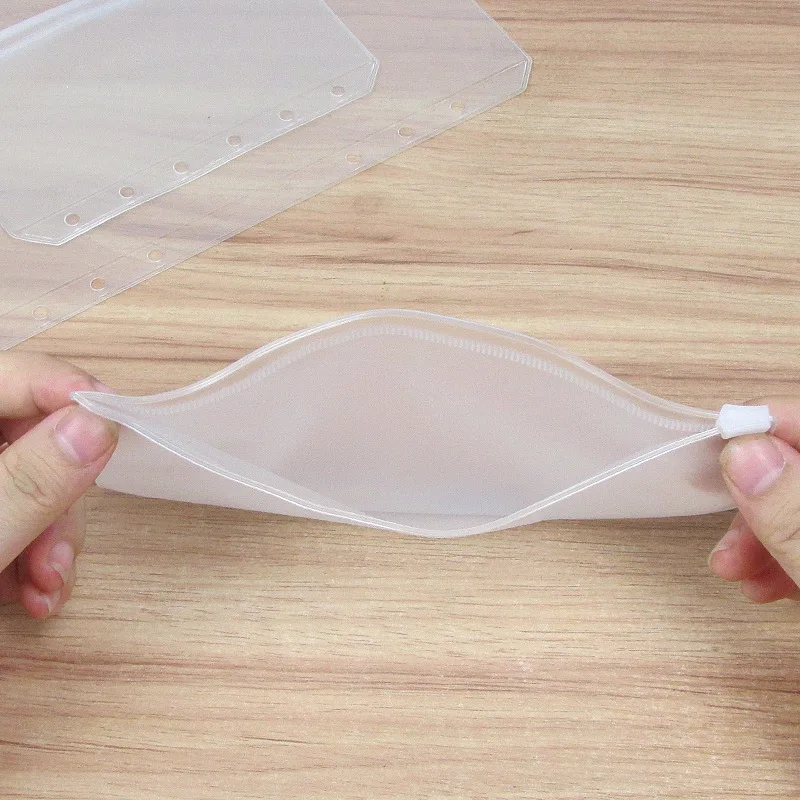 A5 A6 A7 Transparent File Holder Notebook 6 Hole Loose Leaf Pouch DIY Document Bag Binder Rings PVC Storage Binding Folder