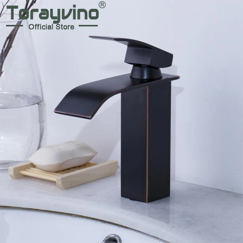 

Waterfall Faucet Bathroom Grifo Lavabo High Quality Deck Mounted Black ORB Basin Taps Cold & Hot Bathroom Sink Mixer Faucets