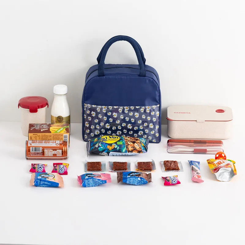 High-Capacity Oxford Cloth Daisy Lunch Bags Insulation Thermal Portable Food Bento Picnic Travel Cooler Tote Bag Case Handbags