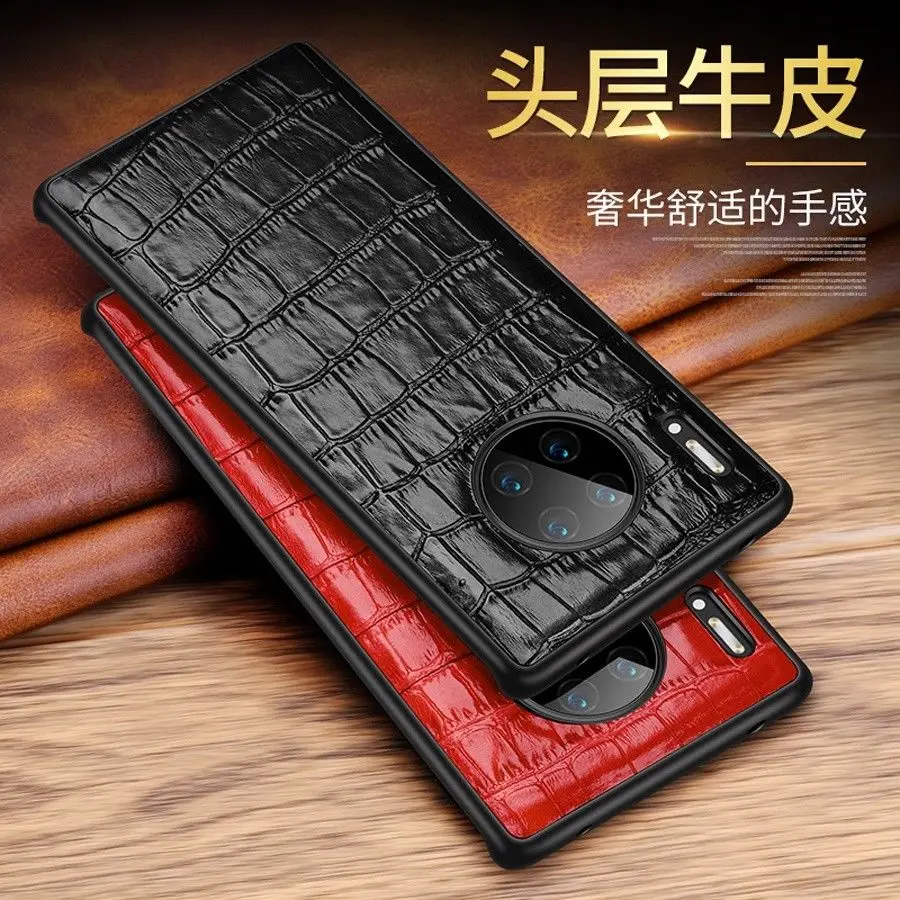 Genuine Leather Back Cover Case for Huawei Mate 30 Pro, Exquisite Crocodile Pattern Leather, Top Quality Fashion