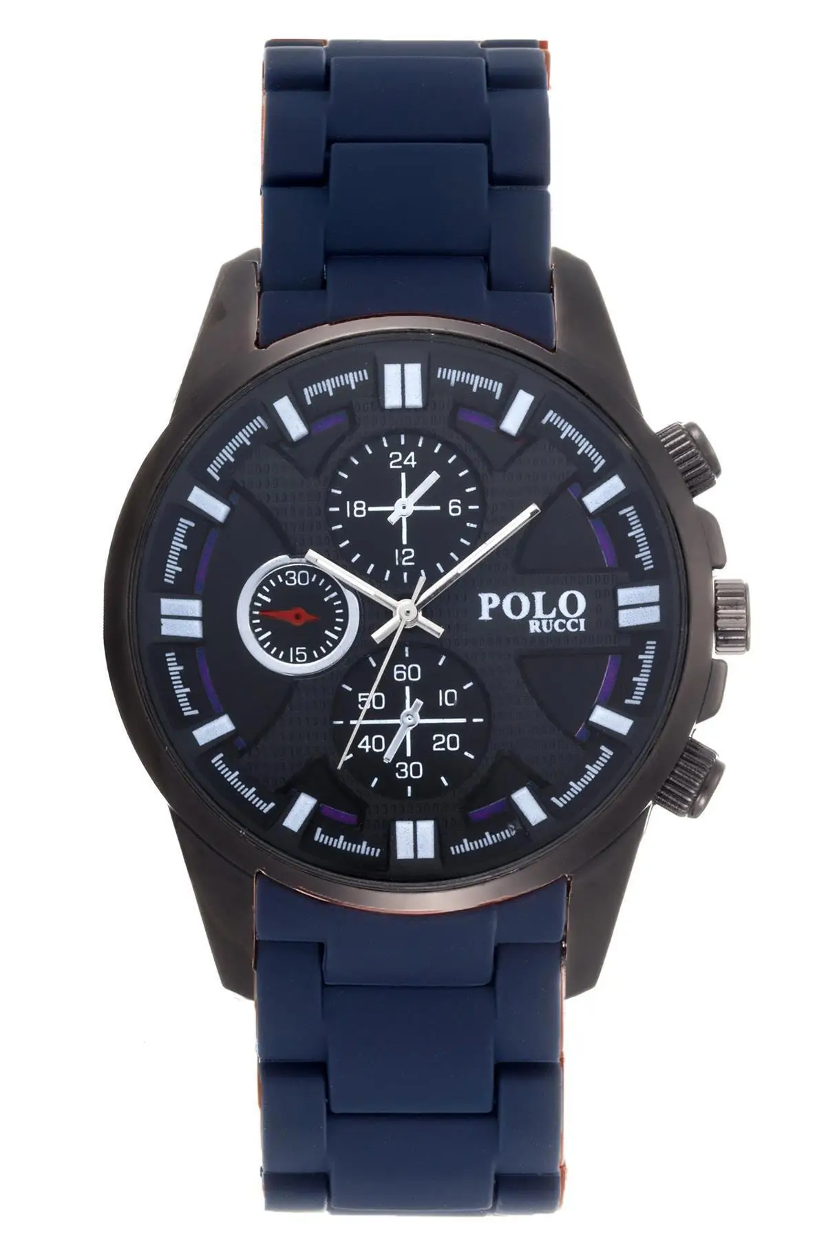 Polo Rucci 2207 Silicone Male Wrist Watch Case Diameter 42 mm Cord Color Navy Blue