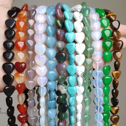 Natural Stones Heart Shape Loose Beads Crystal Turquoise Jades Agates Beads for Jewelry Making DIY Charm Bracelet Accessories
