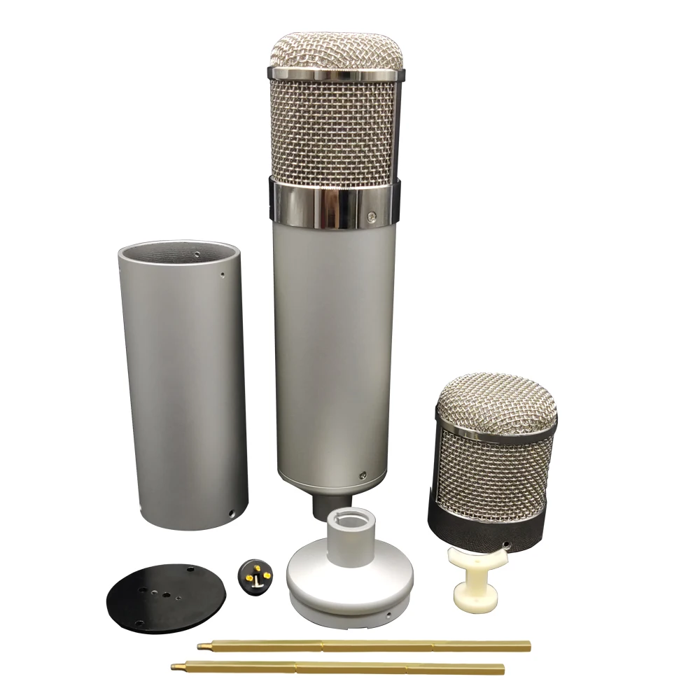 

24CM HTT-U47 Big Silver Metal Microphone Body Large DIY 47 Condenser Mic Shell Shock with Mount Holder Spray Mesh Guard