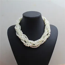 Euramerican new style acrylic pearl braids necklace exaggerated temperament female choker chain