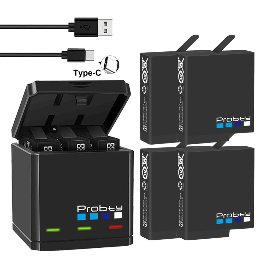Oryginalne akcesoria Probty do GoPro Hero 7 Hero 6 Hero 5 Black Baterie lub potrójna ładowarka pasują do GoPro Hero7 Black Battery Akcesoria