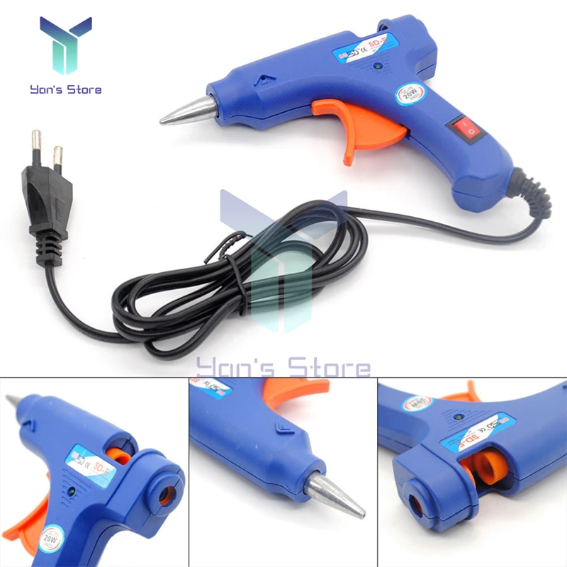 20W High Temperature Heater Hot Melt Glue Gun Repair Tool Mini Heat Gun EU/US Plug Use 7MM Hot Melt Glue Stick