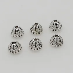 100pcs/lot Ethnic Antique Silver Tassel Cap Charms 8mm Metal Women Bracelets Earring Beaded End Caps DIY Retro Jewelry Findings