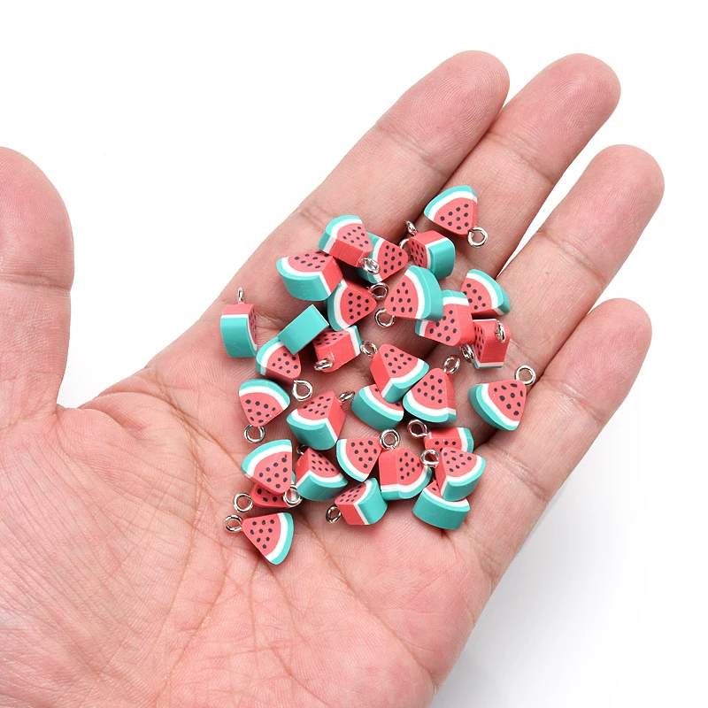 Charm Fruit Shape Polymer Clay Pendants Beads 30Pcs/Lot Polymer Clay Spacer Loose Beads For Necklace DIY Bracelet Accessories