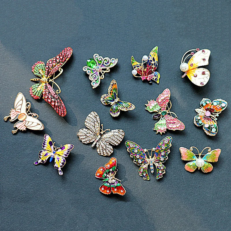 Vintage Schmetterlingsflügel Fee Broschen Emaille Damen Damen Pin Schal Schal Schnalle