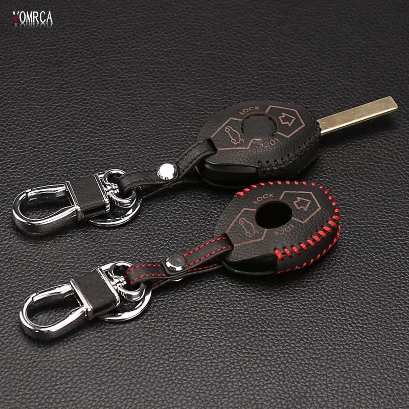 High quality leather key case for BMW X3 X5 Z3 Z4 3 5 7 Series E38 E39 E46 E83 M5 325i key protection shell dust collector