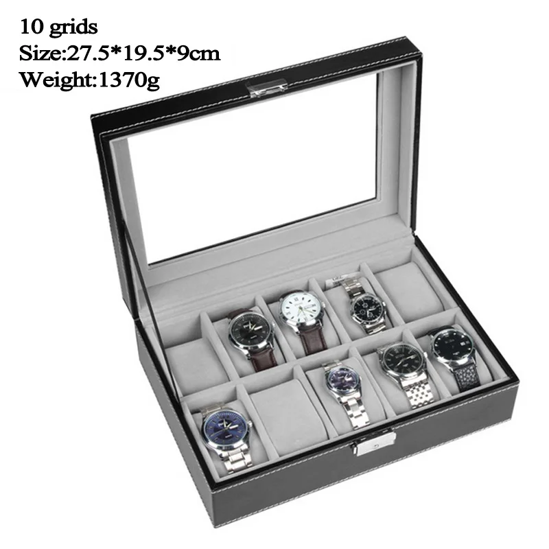 Hot Quality PU Leather Watch Boxes Storage Organizer Box Luxury Jewelry Display Watch Case Black Watch Organizer