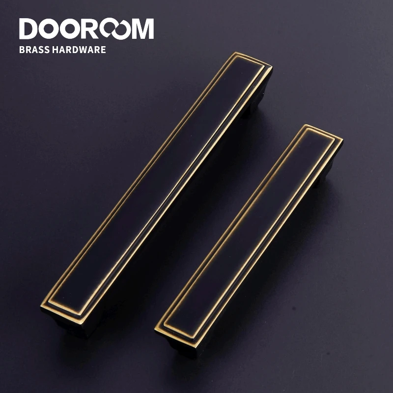 

Dooroom Brass Furniture Handles Cupboard Wardrobe Dresser Cabinet Door European American Modern Chinese Black Pulls