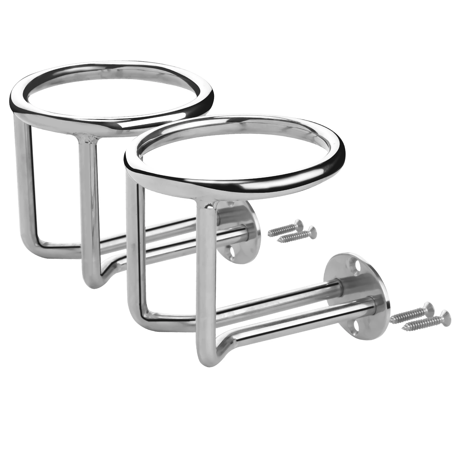 

2X Boat Ring Cup Holder Mirror polishing Stainless Steel Ringlike Drink Holder For Marine Yacht