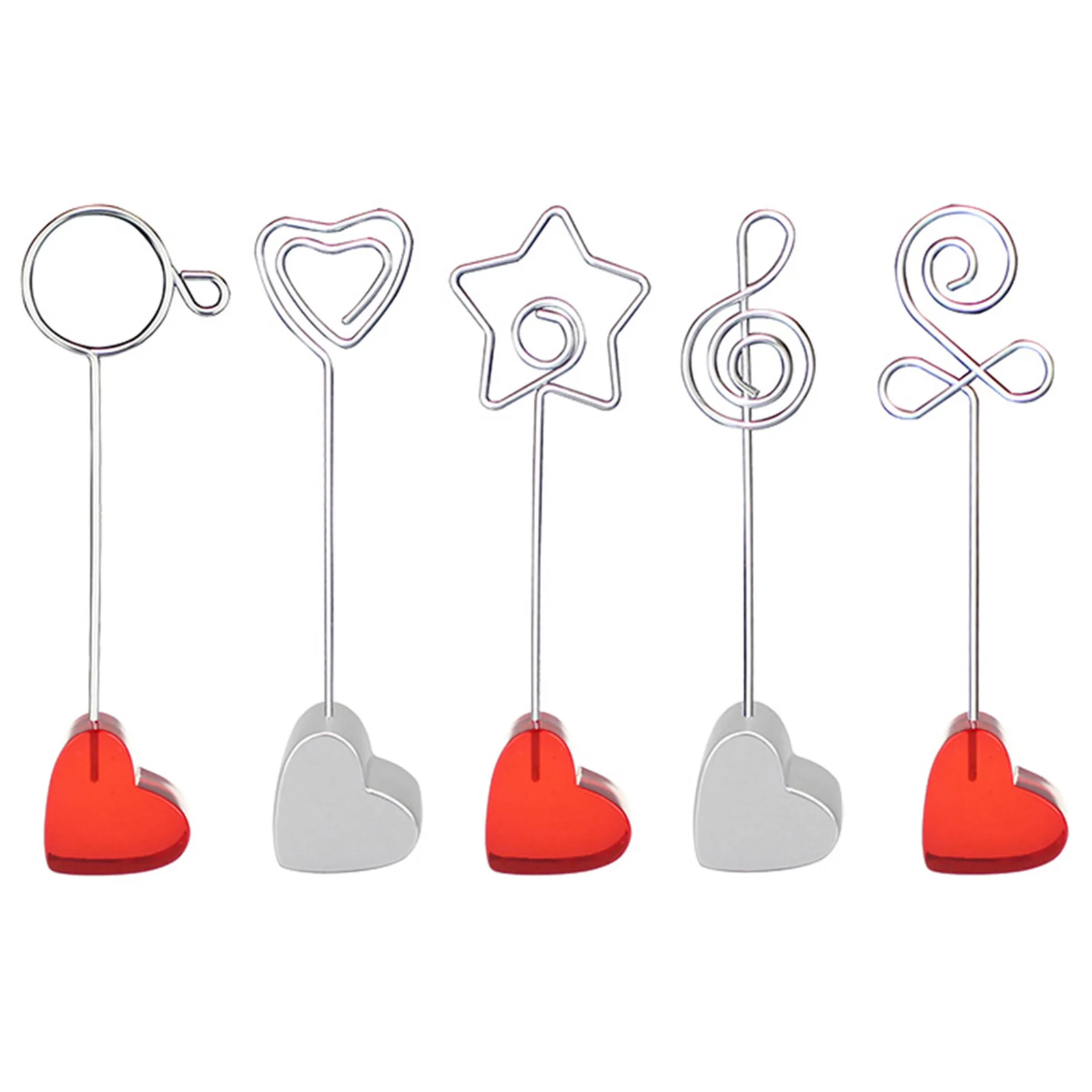 Partia 10 sztuk V Heart Base Craft Wire Photo Clip, uchwyt na wiadomość, miejsce na karty stołowe, upominek na przyjęcie weselne, hurtowy