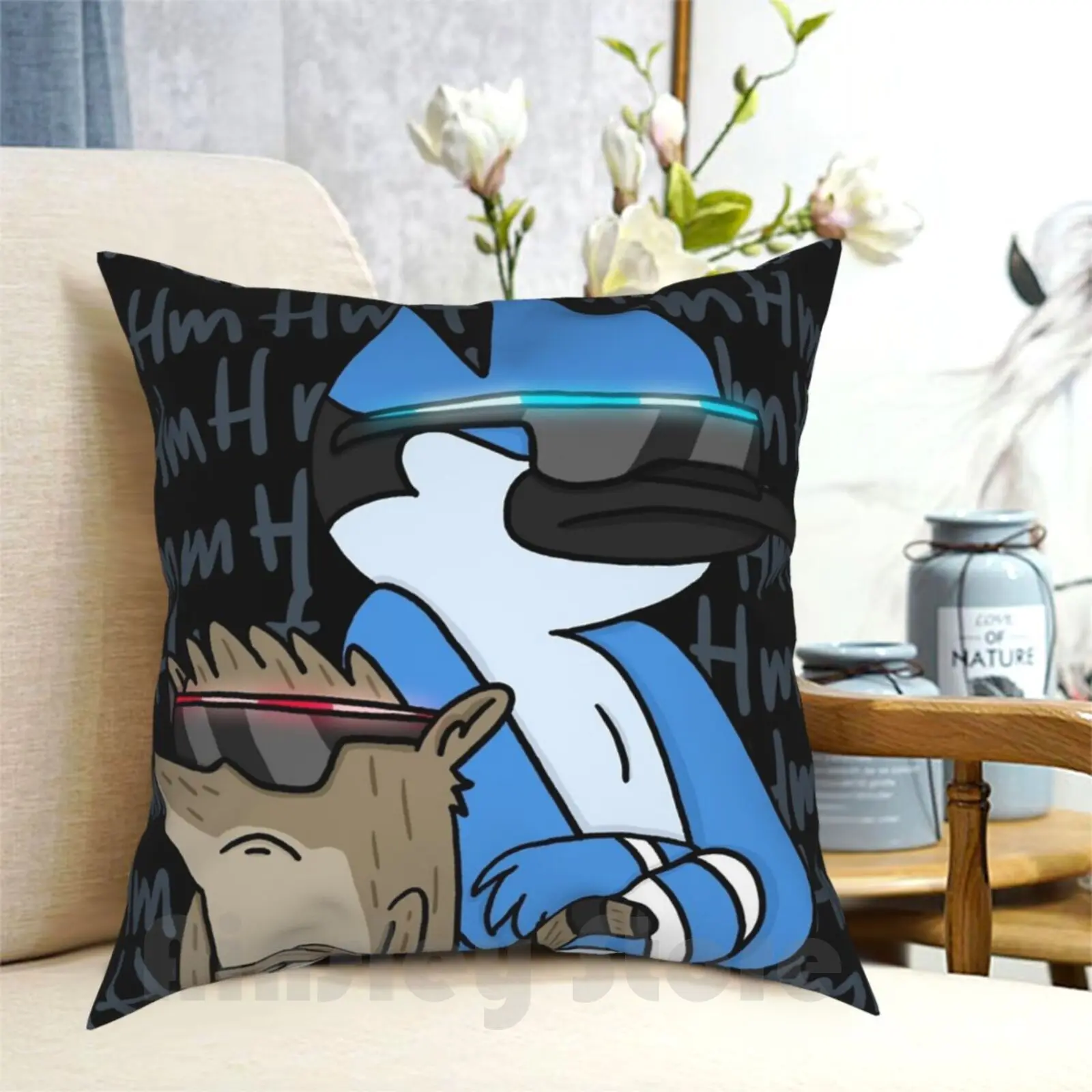 Pillow Case Printed Home Soft DIY Pillow cover Mordecai And Rigby Bird Racoon Cartoon Cool Dudes Cartoon