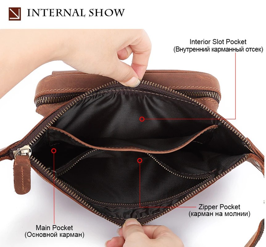 Cow Leather Waist Bag For Men Travel Waist Pack Vintage Small Fanny Pack Male Belt Pouch Bag Phone Chest Bag