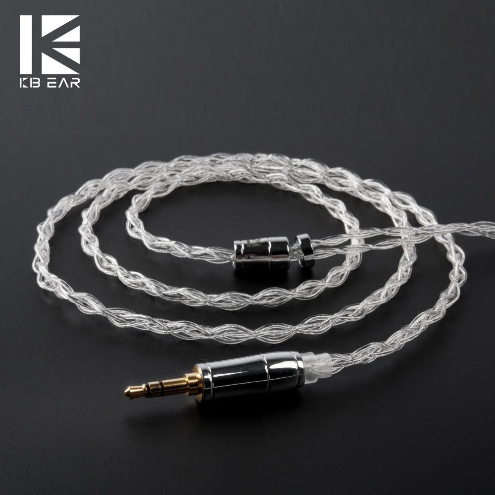 KBEAR Limpid 4 Core 4N 99.99% Purity Silver Earphone Cables with 2Pin/QDC/MMCX/TFZ Connector for KZ ZSX ZS10 PRO ZSN BLON BL03