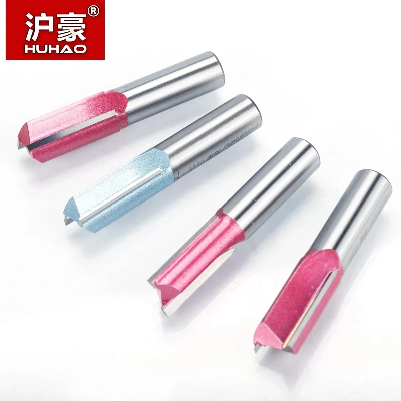 HUHAO 1pc 1/4"1/2" Shank Straight Bit Woodworking Tools Router Bit Tungsten Carbide 2 Flute  Endmill Milling Cutter