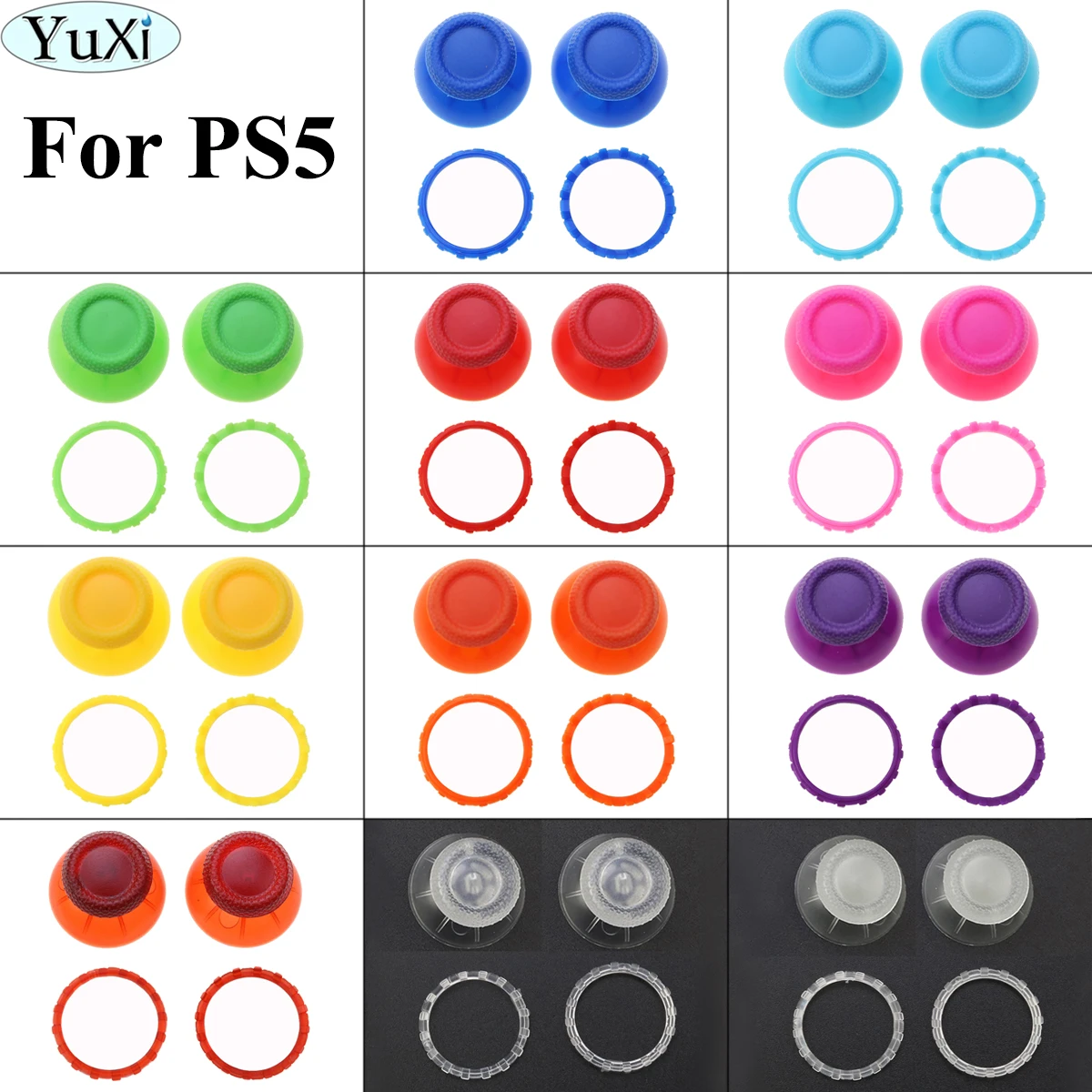 

YuXi Analog Cover 3D Thumb Sticks Joystick Thumbstick Mushroom Cap For Sony PS5 with Accessories Accent Rings