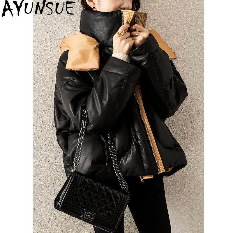 AYUNSUE Genuine Leather Jacket Women Sheepskin Coat Female 90% White Duck Down Jackets Hooded Parkas Woman 2020 Abrigo Mujer 92