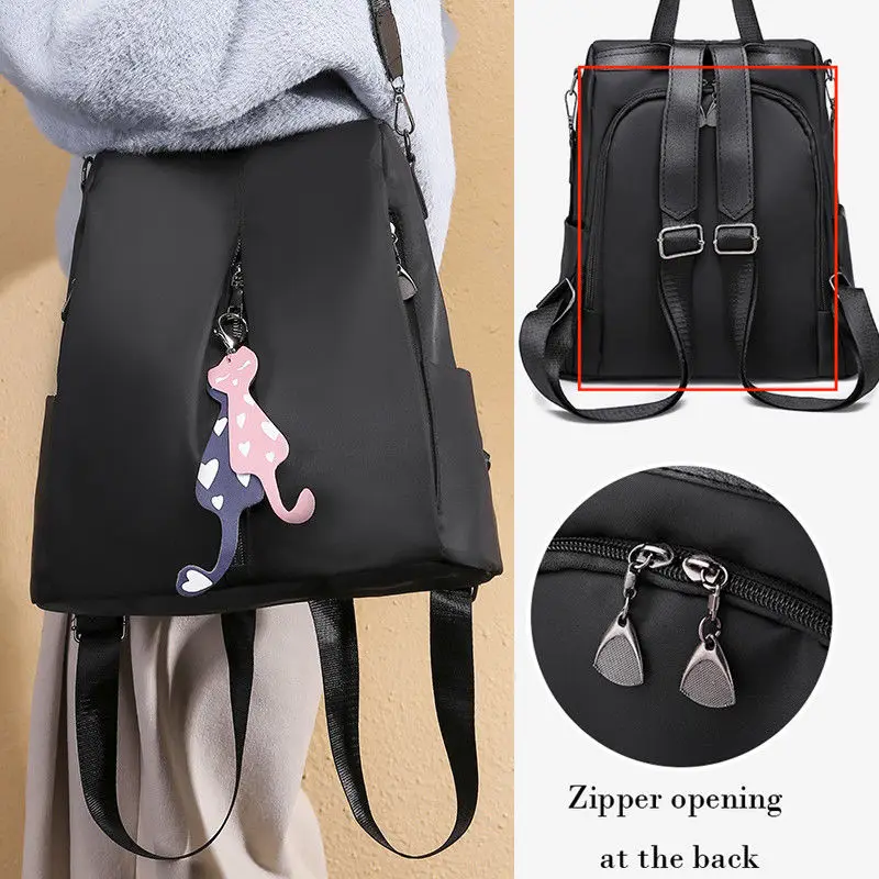 2020 Fashion Women Oxford Cloth Backpack Anti-Theft Rucksack School Shoulder Bag Black