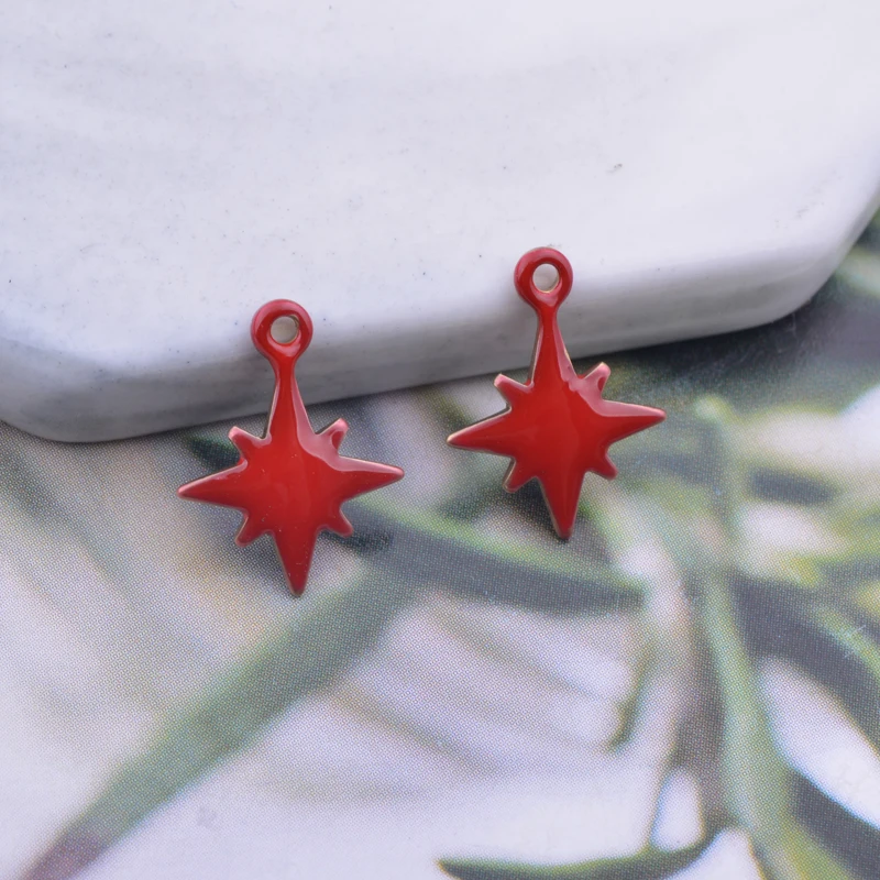 30 Stück 10*13mm Kupfer-Sternanhänger mit beidseitiger Emaille-Besetzung für Ohrringe, Halsketten und Anhänger – Detail 5
