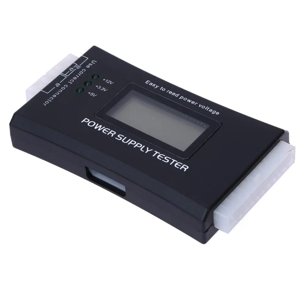 Quick Test Digital LCD Power Bank Supply Tester Computer 20/24 Pin Power Supply Tester Support 4/8/24/ATX 20 Pin Interface