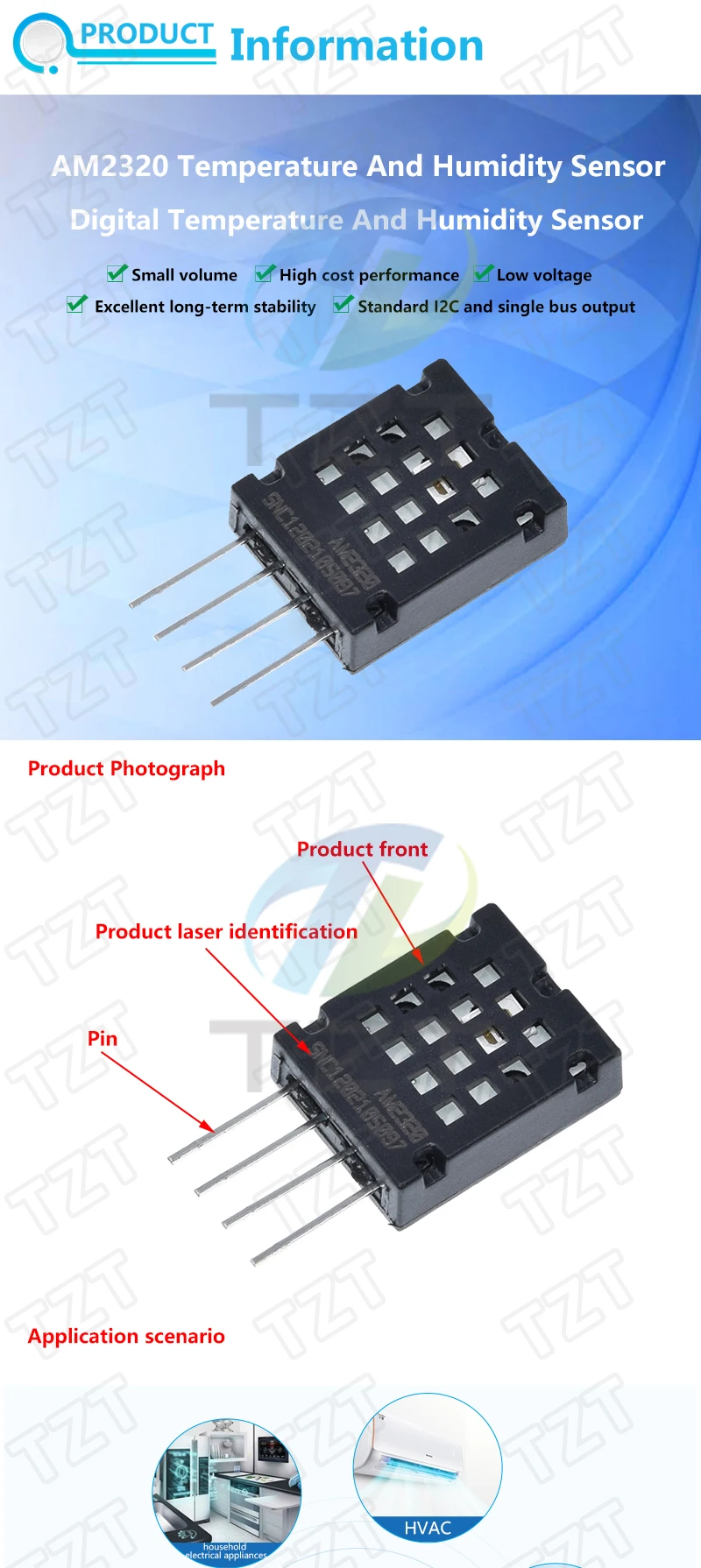 Digitale Temperatur- und Feuchtigkeitssensoren TZT DHT11 DHT22 AM2302 AM2301 AM2320 MW33 Sensor und Modul für Arduino elektronisches DIY – Detail 8