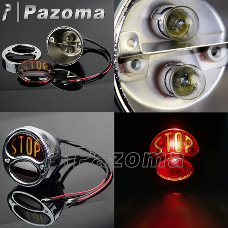 Chrome Motorcycle Rear Tail Light Brake Stop Lamp License Plate Integrated Light For Harley Cafe Racer Custom Chopper Bobber