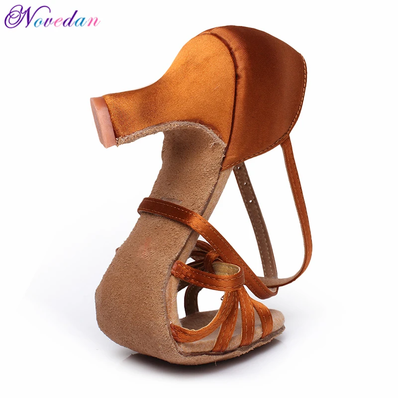 Sepatu Dansa Latin Salsa Satin untuk Wanita Anak Perempuan Sepatu Dansa Tango Ballroom Sepatu Menari Lembut Hak Tinggi Sandal Dansa Ballroom 5/7Cm