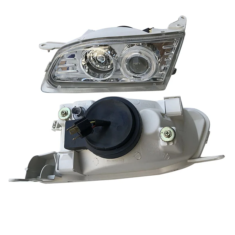 Car LED Modification Headlamp for Toyota Corolla Ae110 White Background Angel Eyes Lens Headlights1996 1997 1998 1999 2pcs