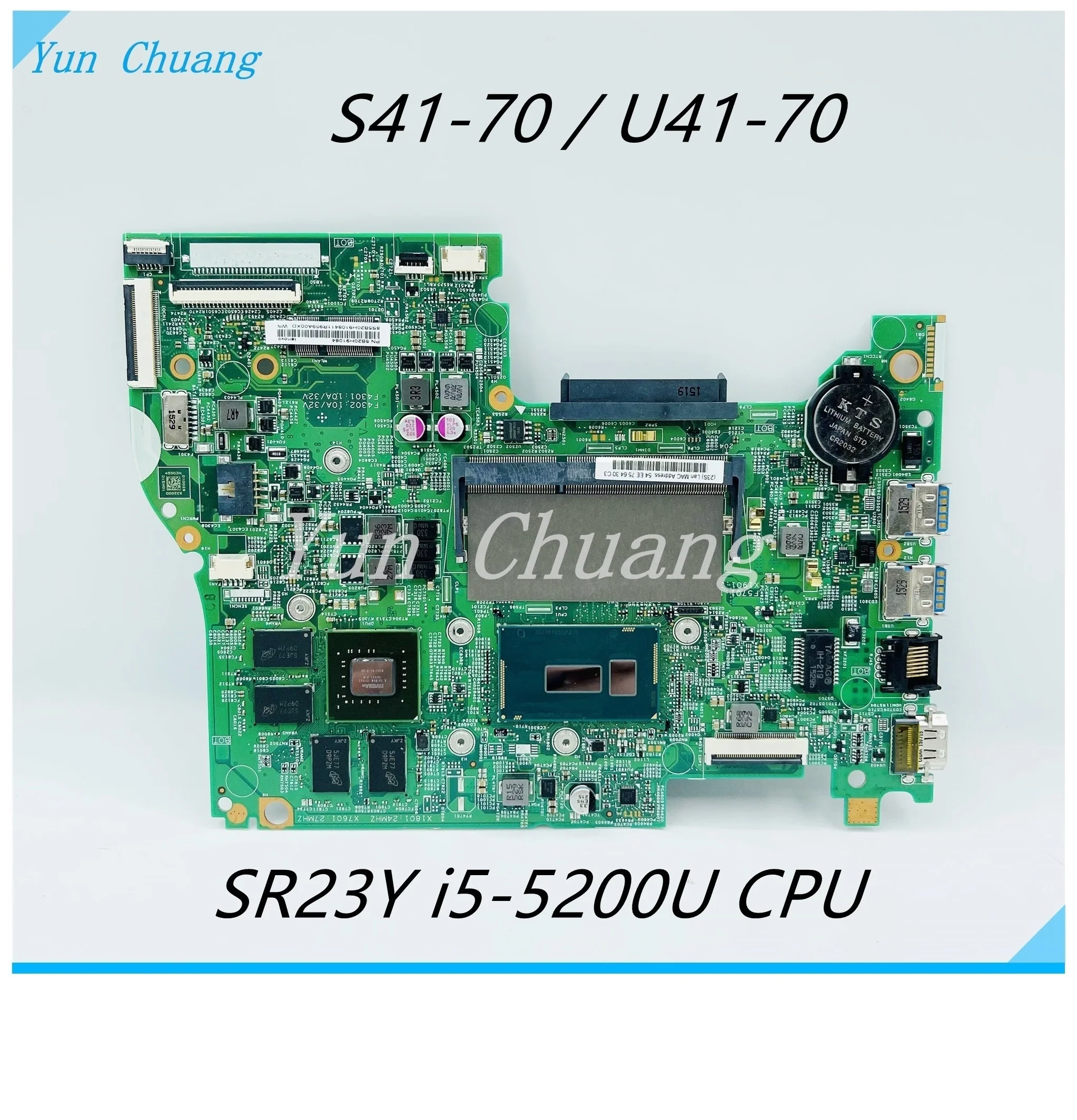 5B20H91084 14217-1M 448.03N03.001M For Lenovo S41-70 U41-70 Laptop Motherboard With i5-5200 i7-5500U CPU 920M/940M 2GB GPU DDR3L