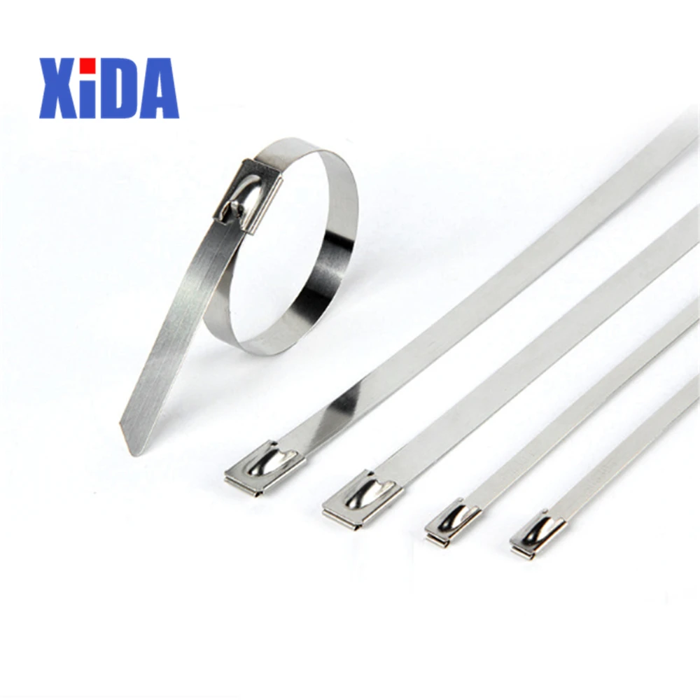 50Pcs S304 Stainless Steel Cable Ties 4.6mm Heavy Duty Self-Locking Cable Zip Tie Multi-Purpose Metal Exhaust Wrap Locking Ties