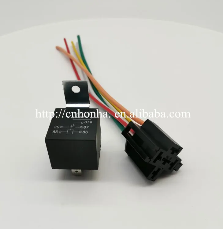 

12V 12Volt 40A Auto Automotive Relay Socket 40 Amp 5 Pin JD1914 Auto Relay With Wires