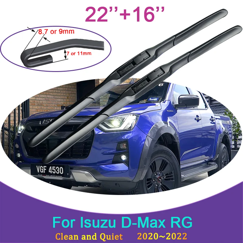 

for Isuzu D-Max RG 2020 2021 2022 Model Frameless Durable Rubber Wiper Snow Scraping Front Windshield Brushes Car Accessories