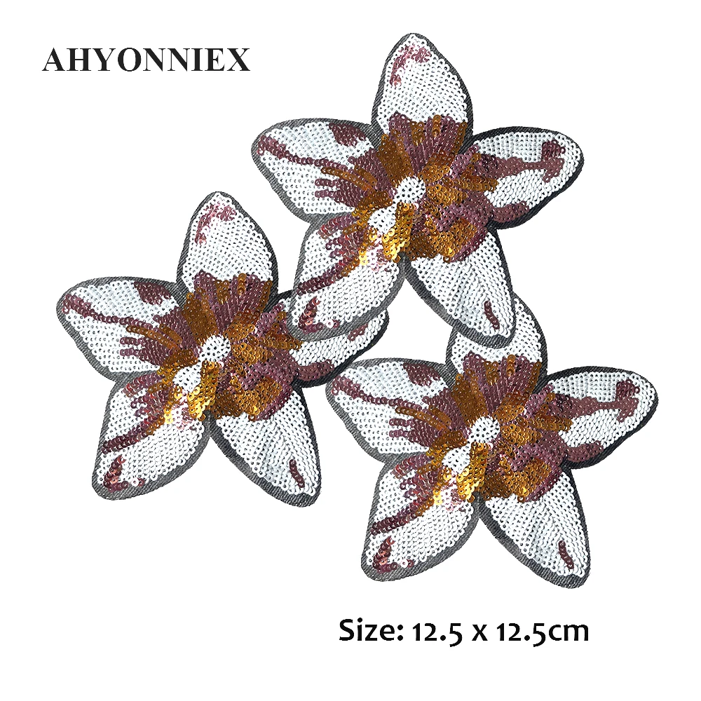 3PCS/LOT Flower Embroidery Patch Sequin Beaded Patches For Clothing Clothes Sticker Embroidered Appliques Iron On Parches