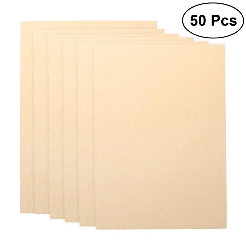 50Pcs A4 Papier Blätter Pergament Retro Papier für Zertifikat und Diplom 90g (Hellbraun)