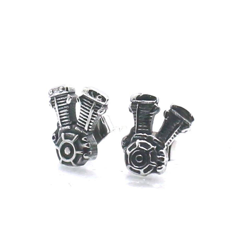 Unisex 316L Stainless Steel Motorcycle Engine Biker Rider Newest Stud Earrings