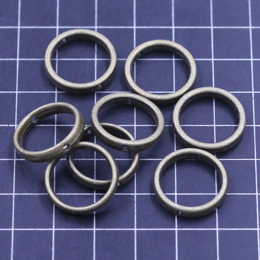 10Pcs Spacer Beads Frames Round Circle Metal Bronze Tone Jewelry DIY Findings Charms 18mm